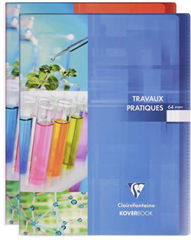 Clairefontaine 980420C Un Cahier Travaux Pratiques Koverbook - 64 Pages Grands Carreaux 90 g et Unies Blanches 125 g - 24x32 cm - Couverture Polypro Agrafé - Couleur Aléatoire
