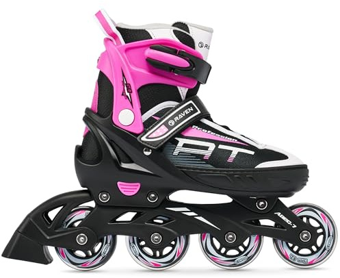 RAVEN Profession Inlineskates Inliner für Kinder und Erwachsene OPTIONAL 2in1 mit Schlittschuhen verstellbar (Black/Pink ohne Kufen, 35-39 (23cm-25,5cm))