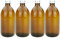 mikken 4 flaconi da farmacia, 500 ml, in vetro marrone con tappo a vite