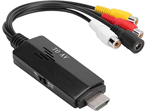 HDMI till RCA/1080P HDMI till AV/3RCA-omvandlare, högupplöst videoljudsplitter, kompositadapter för TV/VHS/VCR/DVD/PAL/NTSC, hane till hona