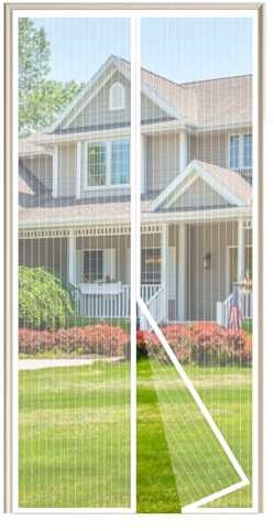 Magnétique Moustiquaire Porte,105x200cm,JIANJAIO Rideau de Porte Anti Mouche Fermeture Automatique Anti Insectes Respirant Moustiquaire pour Portes de balcon, Salon, Montage par Sans Perçage,Blanc