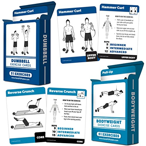 2 Pack - Bodyweight & Dumbbell Fitness Workout Cards - Over 100 Exercises