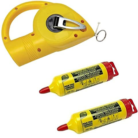 Maxi Chalk Line 30mtr Road/Roof Marking c/w 2No Chalk Flasks, Yellow