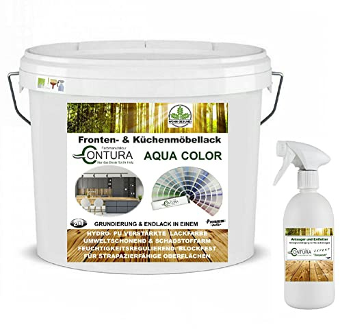 Contura 2 Liter Küchenmöbellack nach RAL Möbellack SET mit Anlauger Möbelfarbe Holzlack Buntlack Küchenlack (RAL 4009 Pastellviolett)