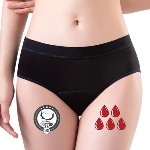 FOTOOL Culotte Menstruelle Absorbante = 4 tampons Lavable Coton Menstruation Protection Périodique Hygiénique Flux léger à abondant Culotte de Règles - lavables (XL, 1 Pack)