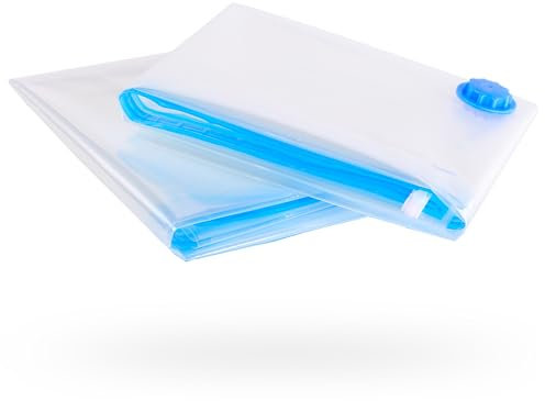 Die XXL Vakuumbeutel für Kleidung und Bettdecken von figg (2er Set - 100x80cm*) - 2 XXL Vakuumierbeutel inkl. 2 Etiketten - Staubsauger Vakuum Aufbewahrungsbeutel auch für Bettwäsche, Kissen und mehr