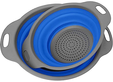 Colino pieghevole in silicone, 2 pezzi, colino da cucina salvaspazio, colino pieghevole per il lavaggio di frutta e verdura, 2 misure, con scatola colorata