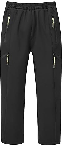 Echinodon Kinder Gefütterte Softshellhose Outdoorhose Jungen Mädchen Hose Winddicht Wasserabweisend Trekkinghose Wanderhose Schwarz S