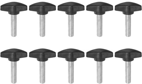 QUARKZMAN 10pz Manopole a T con Viti a Testa Alare M8x30mm Manopole a T Plastica Filettatura Maschio standard Maniglie Manopole Serraggio a mano Vite a testa Zigrinata, Nero