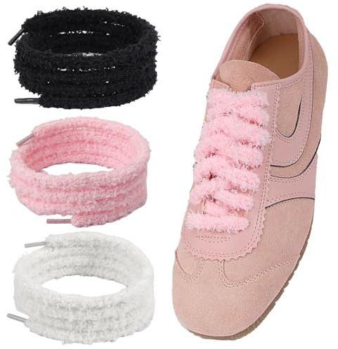 arrderly Lot de 3 Paires de Lacets en Peluche, Lacets Universels de Rechange Résistants à La Déchirure, pour baskets, chaussures athlétiques, patins à roulettes