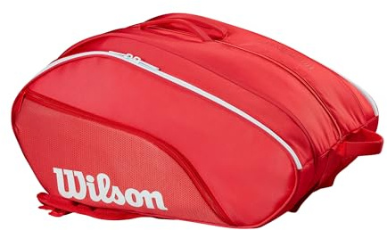 Wilson Tour Red Padel Bag, Provides Ample Space for All Essentials, with a Thermoguard Shield to Protect Valuables, Easy to Carry with Adjustable Straps, Colour: Red
