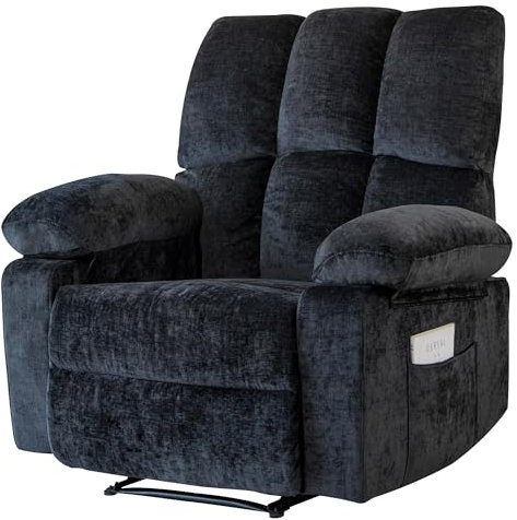 HOMYEDAMIC Relaxsessel Fernsehsessel mit Liegefunktion, TV-Sessel mit seitlichen Griffen, bis 150 kg Belastbar, für Wohnzimmer, Dunkelgrau