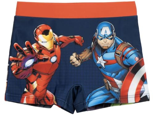 Marvel Avengers Bañador para Niño, Diseño Iron Man Capitan America Hulk Thor Shorts de Baño Bañador Infantil, Talla 8 Años