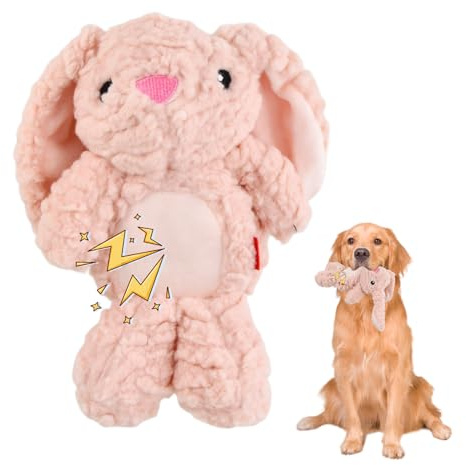 Giochi per Cani Interattivi, Peluche Coniglio con Squeak, Giocattoli da Masticare per Cani di Taglia Piccola, Media e Grande, per Cuccioli e Masticatori Aggressivi, per Divertimento e Dentizione
