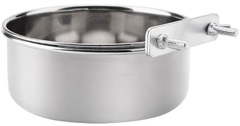 Fockety Alimentador de Jaula de Pájaros Anti-Acero Superficie Lisa para la Resistencia Al Mordisco para Loros para los Propietarios de Aves (L 360ml 6.8x14.5cm / 2.7x5.7in)