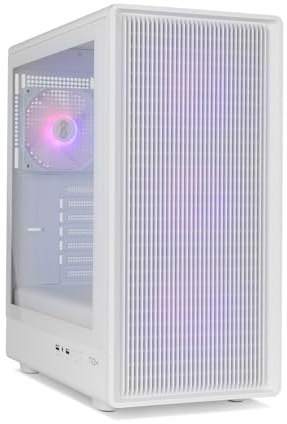 NOX XTREME PRODUCTS INFINITY IOTA – Boîtier ATX | M-ATX | ITX, 4 Ventilateurs ARGB 120 mm Inclus, Front Mesh, Panneau Latéral en Verre Trempé, USB 3.0, Support GPU jusqu’à 330 mm, Blanc
