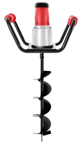 Earth Auger Post Hole Digger, 1500W 1.6HP Electric Post-Hole Digger with 4 Drill, Gas Powered Ground Fence Drills, Electric Auger Digging Drill w/Extension Rod for Fence Trees Shrubs