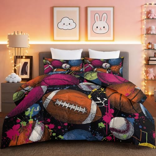 Edredón de Plumón 4 Estaciones 200 x 200 cm Multicolor, Relleno Nórdico Transpirable Abstracto Exquisito Pelota, Edredón Cálido y Suave con 2 Fundas de Almohada