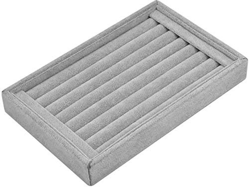 7 Slots Jewelry Accessories Display Storage Box Case Velvet Ring Showcase Holder Earring Set Tray Organiser - 22.5 * 14.5 * 3cm