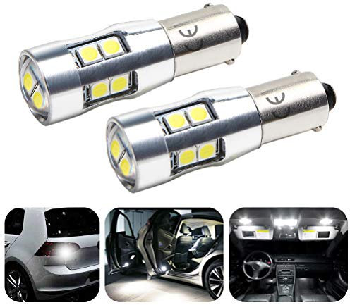 Bsxywa Ba9s T4w Lampadine Led Per Auto Moto, 12V-24V 500Lm Bianca 6000K Con Proiettore, Per Luce Di Retromarcia Luci Targa Luce Interna Luci Della Cupola Luci Della Mappa, 2 Pezzi
