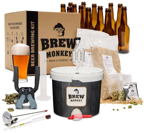 Brew Monkey® Kit Per Fare La Birra IPA | Kit Luxe 5 L | 5,7% VOL. | Kit Per La Produzione Di Birra A Casa | Idee Regalo Uomo | Kit Birra | Regali Uomo Originali | Regalo Uomo Natale