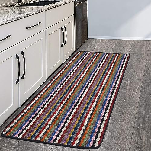 Moscow Non Slip Heavy Duty Rubber Backed Machine Washable Modern Kitchen Long Hall Hallway Utility Rugs Mats (57cm x 180cm) Multicolor