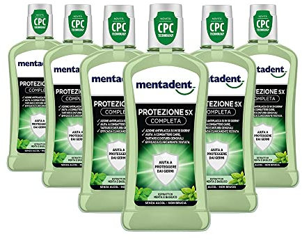 Mentadent Mundspülung 5x Vollschutz mit CPC gegen große Mundbeschwerden 6 x 400 ml