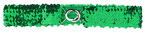 Allegra K Damen Dehnbare, Dünne Taillengürtel Glänzende Pailletten, Elastische Gürtel für Kleider Grün 64cm/25.19