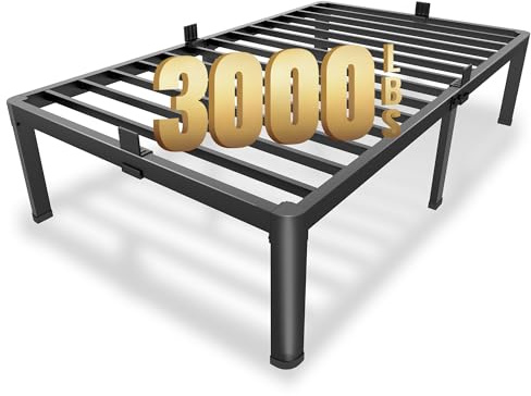 MAF 14 Inch Twin Metal Platform Bed Frame with Round Corner Legs, 3000 LBS Heavy Duty Steel Slats Support, Noise Free, No Box Spring Needed, Easy Assembly
