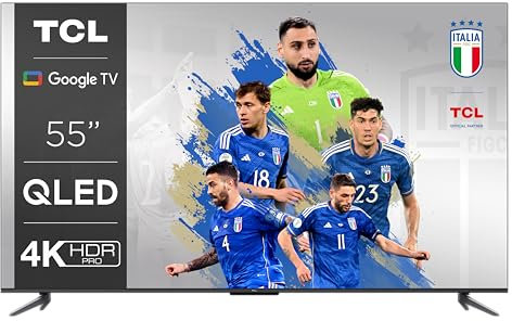 TCL C641 Fernseher 55 Zoll (138cm) QLED 4K UHD, 120 Hz Gaming, HDR10+, Dolby Vision, Dolby Atmos, Smart TV, Triple-Tuner DVB-T2/S2/C, Google TV, Schwarz, 2023