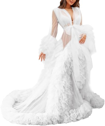 MAYILNSIN Robe de maternité en tulle pour femme - Kimono - Perspective - Photographie pour fête prénatale