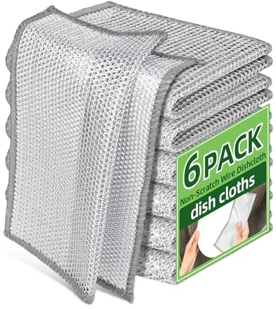 Senlleo Paño de cocina multiusos de alambre antiarañazos, trapos de alambre suave seguros para utensilios de cocina antiadherentes, fregar y limpiar platos, fregaderos, encimeras, estufas, fácil