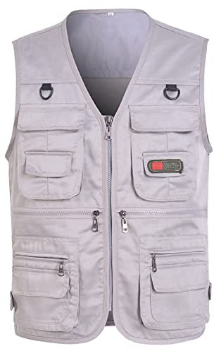 Mymyguoe Anglerweste Herren Weste Outdoor Mit Vielen Taschen Sommerweste Leicht Jagdweste Arbeitsweste Herrenwesten Sportlich Elegant Schnelltrocknend Safariweste Freizeit Jacke