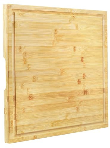 Utoplike Extra Large Chopping Board(50.7 x 50.7 x 2.5 cm), XL Bamboo Wooden Cutting Boards for Kitchen, Big Butcher Block Board with Handle and Juice Grooves