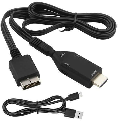 teashow PS1/PS2 HDMI Adapter Cable 62cm/24.41in HD Video Converter for PS1/PS2 Consoles Plug and Play HDMI Adapter Supports 720P/1080P Output for TV Monitor Projector(Product Needs to Be Plugged In)