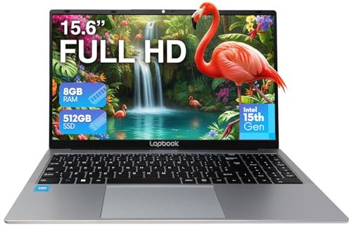 15.6 Full HD Windows 11 Laptop (Dec 2025 Release) - Intel 15th Gen, 8GB RAM 512GB M.2 SSD, Windows 11 Home, Dual-Band WiFi, Integrated Webcam - S15 N6 Quad-Core, 15 Inch Lightweight Laptop