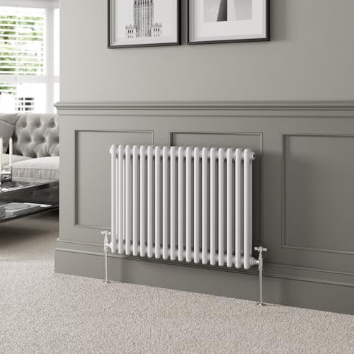 DuraTherm® 600 x 830mm White Traditional Horizontal Designer Radiator Double Column Colosseum Cast Iron Style Central Heating Panel Radiators Rad