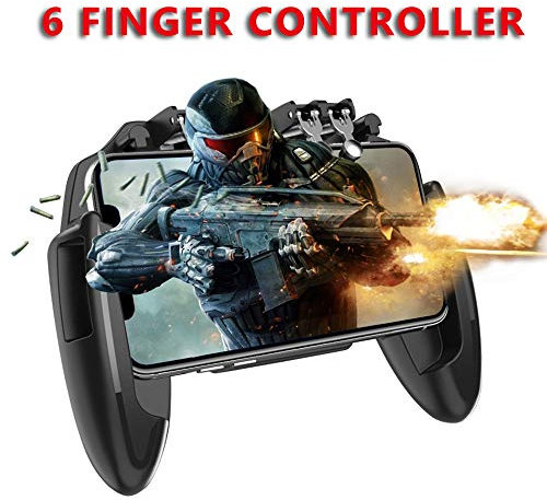 Newseego PUBG Mobile Game Controller, 6 Finger Operation Phone Controller Gamepad con L1R1 Trigger para los joysticks de Shooter Sensitive y Aim Trigger Controller para Android y iOS para Knives out