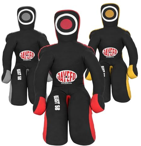 JAYEFO Beast 58 BJJ Brazilian JIU Jitsu Wrestling Grappling Dummy, Submission-Mixed, Martial Arts-MMA-Training Punching Throwing Boxing Bag Practice Karate Judo | (Black/RED, 5-FEET)