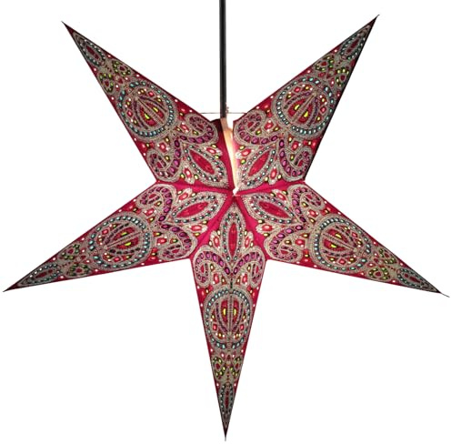 GURU SHOP hopvikbar adventslampa/pappersstjärna/julstjärna, 60 cm – Calea-blå, stjärna, fönsterdekoration