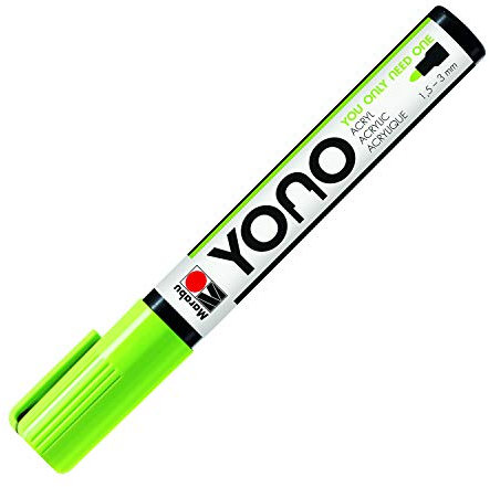 Marabu 12400103365 - YONO Marker, Neon-Grün 365, vielseitiger Acrylstift mit japanischer Rundspitze 1,5 - 3 mm, wasserbasiert, lichtecht und wasserfest, für nahezu alle Untergründe