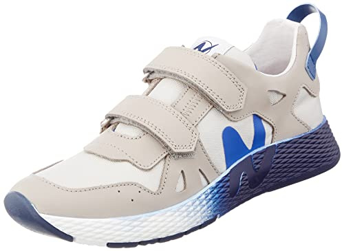 Naturino JODEN VL.-Sneaker en Cuir et Tissu avec Velcro, Gris Azure, 33 EU