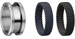BERING Austauschbar Ring Set für Herren in Silber, Schwarz & Blau mit einzigartigem Twist- & Change System, Symphony-Set-B
