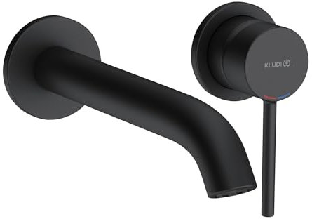 Kludi 382453976 Bozz-382453976 Robinet de lavabo avec bec fixe Bozz matt-382453976, noir mat, 23 cm Ausladung