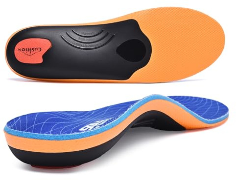 VALSOLE Plantillas ortopédicas para mujeres y hombres Soporte de pie alto Plantillas de zapatos funcionales suaves Inserto para pies planos, dolor de pie, fascitis plantar (Naranja, 44-45 EU 29cm)
