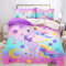 AOXHFNV Rosa Einhorn Bettbezug,süßes Einhorn Wimpern Mädchen Kinder Bettwäsche135×200cm,Einhorn-Motiv Bettwäsche mit 2 Kissenbezügen (135×200cm, Rosa)