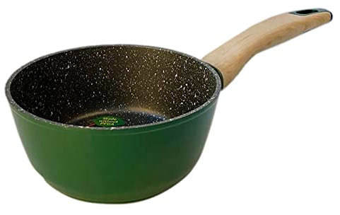 MONIX Amazonia | Cazo 16 cm, aluminio forjado, antiadherente tricapa, sin PFOA, fondo full induction, asas baquelita y recubrimiento soft touch efecto madera