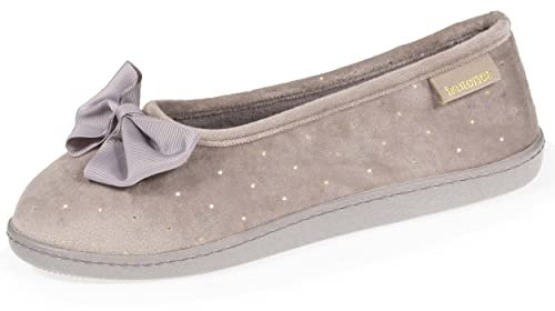 Isotoner Zapatillas de casa Bailarinas mujer, pantuflas cómodas en gamuza - suela ergonómica