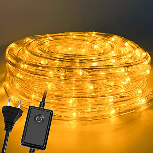 Sonnewelt LED Tubo Iuminoso Exterior 50M 1200LED, 8 modos Guirnalda luminosa exterior, LED Manguera Tira IP44, Guirnalda LED para decoración interior y Navidad, cumpleaños, boda, blanco cálido