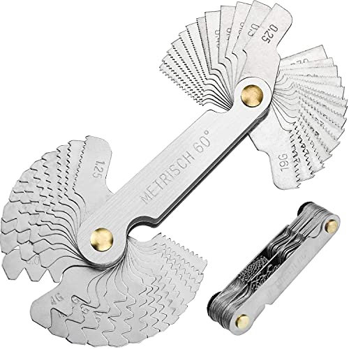 Voarge 1 Pieza Galgas de Roscas Herramienta Medicion, Herramienta Medición Roscas Acero Inoxidable,galgas reglaje valvulas para Medición Industrial, 52 Piezas Métricas +Imperial